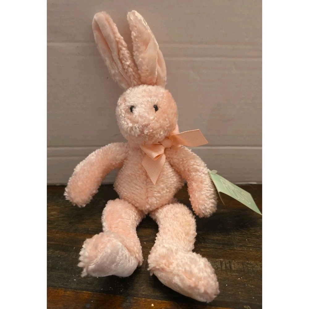 Russ Bouquets N Blossoms Glimmer Pink Bunny Rabbit Beanbag Handmade Tags 4863